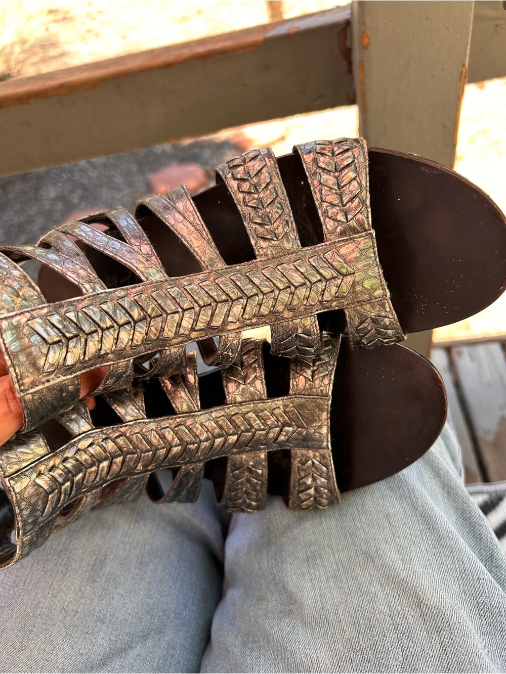 Elizabeth and James metallic, silver gladiator sandals, vintage - Picture 5 of 13